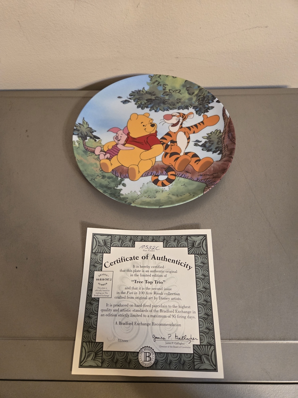 Vintage Disney Winnie the Pooh Collector Plate - "Tree Top Trio"